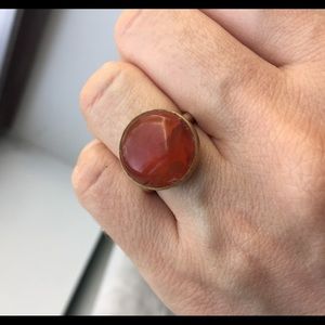 Carnelian ring with sterling silver band